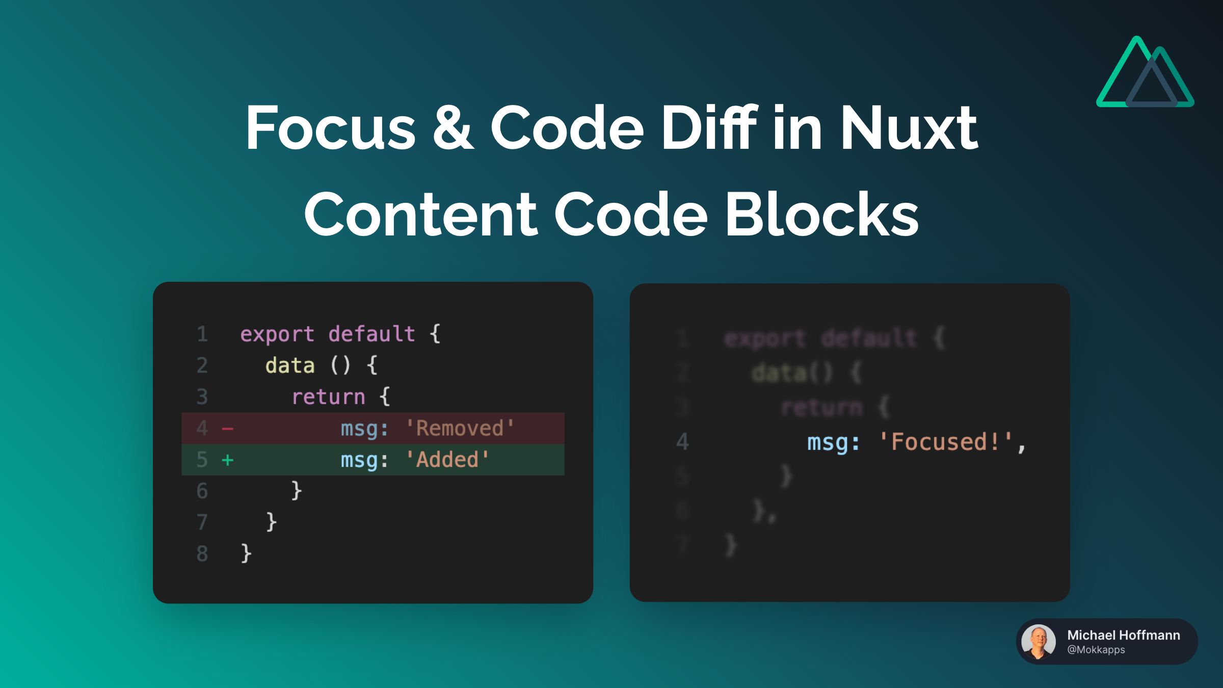 Focus & Code Diff in Nuxt Content Code Blocks Image